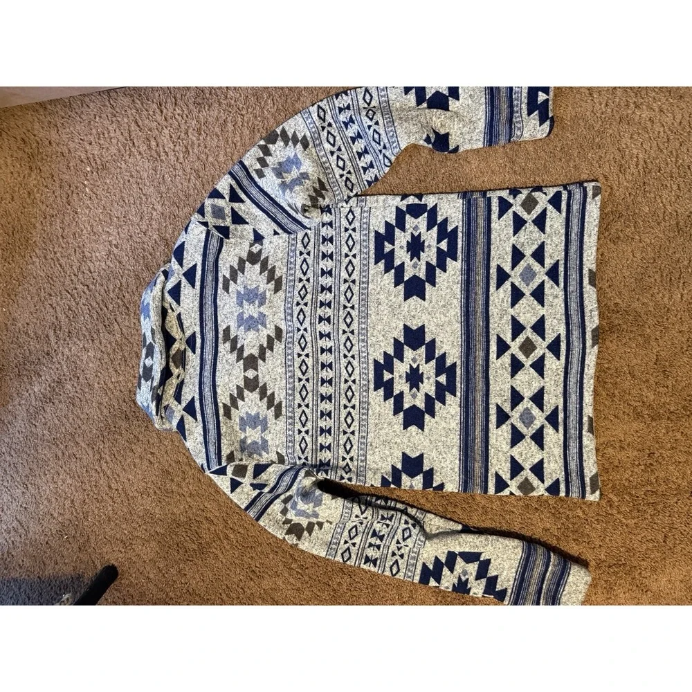 Levi's Gray Blue Aztec Geometric Knit Button Cardigan Sweater Men's Size M